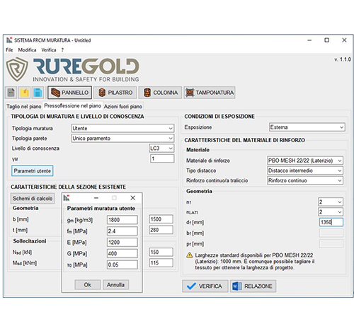 Verifica rinforzo FRCM Ruregold