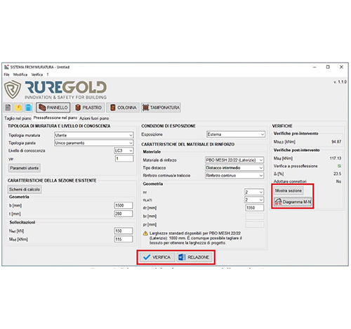 Verifica rinforzo FRCM Ruregold